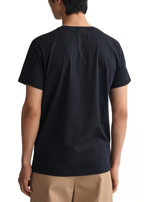 Μπλουζάκι λαιμόκοψη Gant - Μαύρο