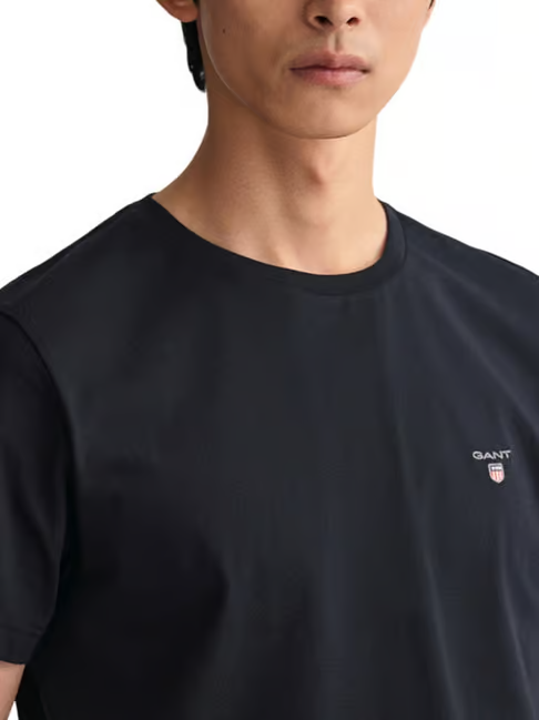Μπλουζάκι λαιμόκοψη Gant - Μαύρο