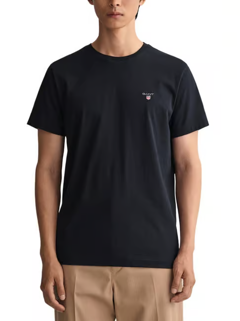 Μπλουζάκι λαιμόκοψη Gant - Μαύρο