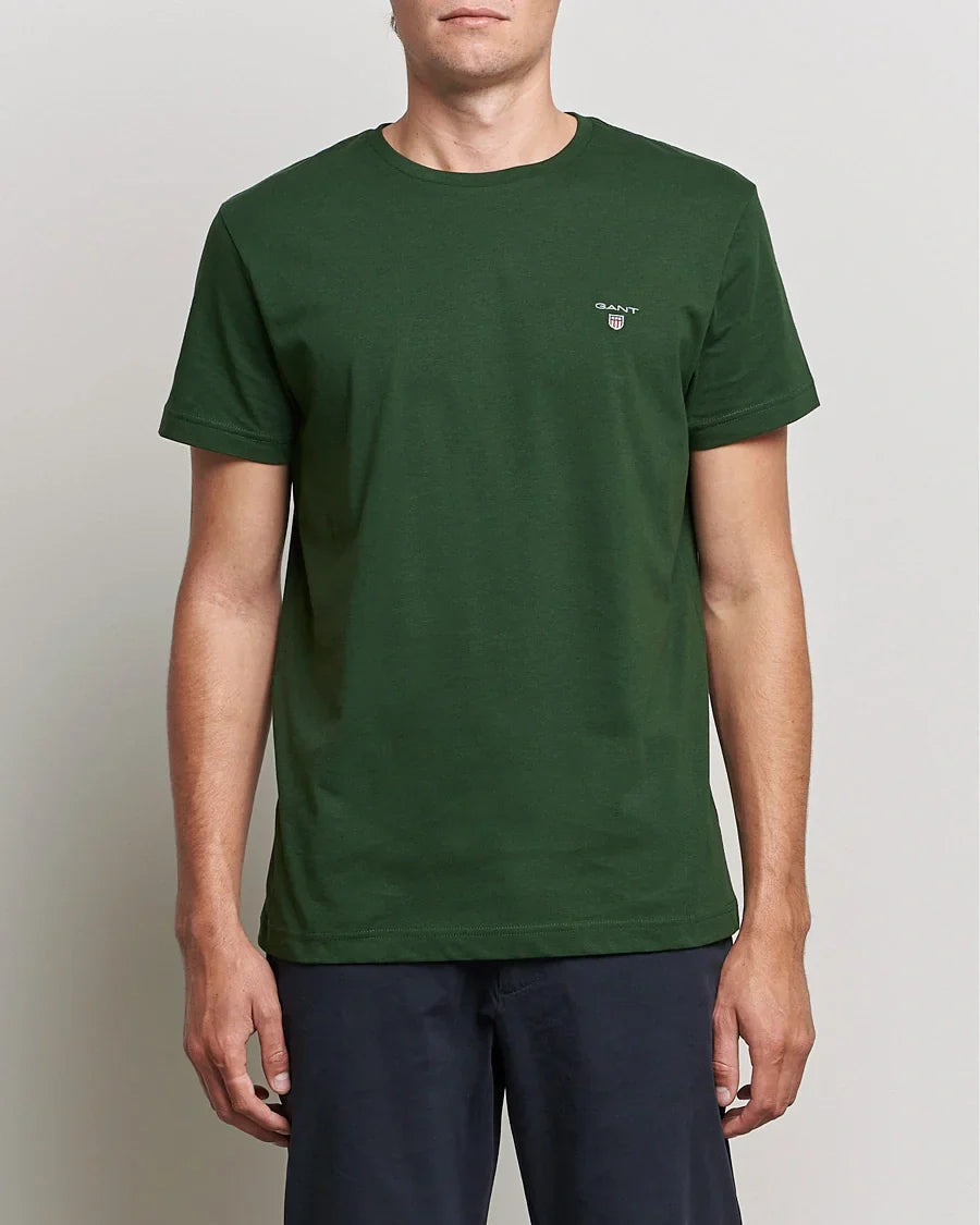 Μπλουζάκι λαιμόκοψη Gant - Σκούρο Πράσινο