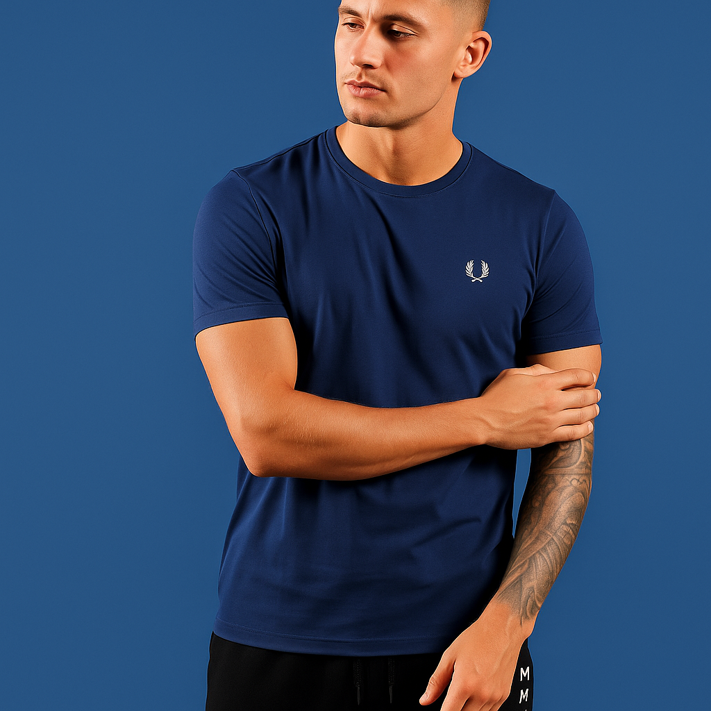 Μπλουζάκι λαιμόκοψη Fred Perry - Σκούρο Μπλε