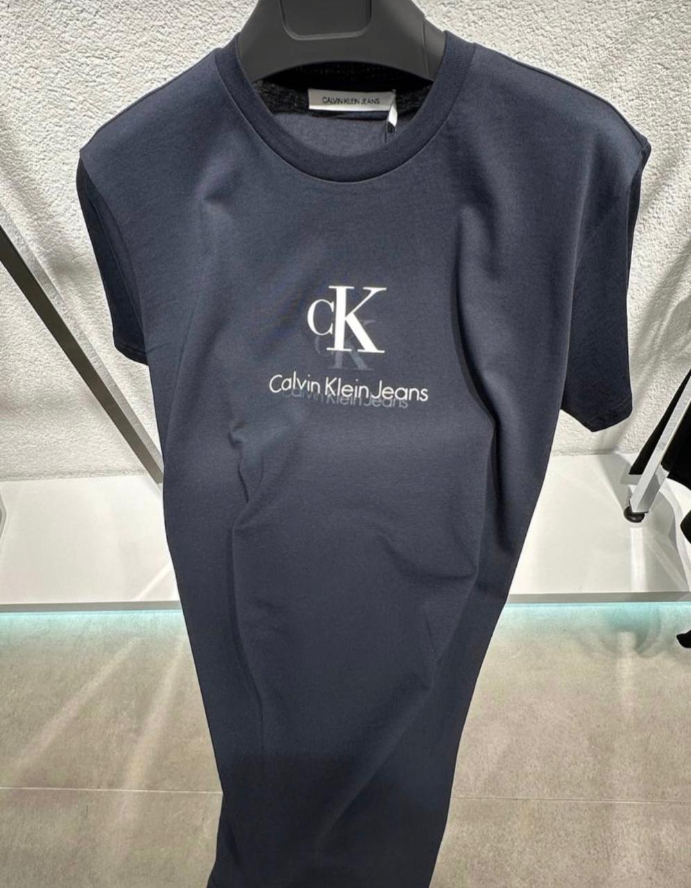Μπλουζάκι Calvin Klein με λαιμόκοψη - Σκούρο Μπλε